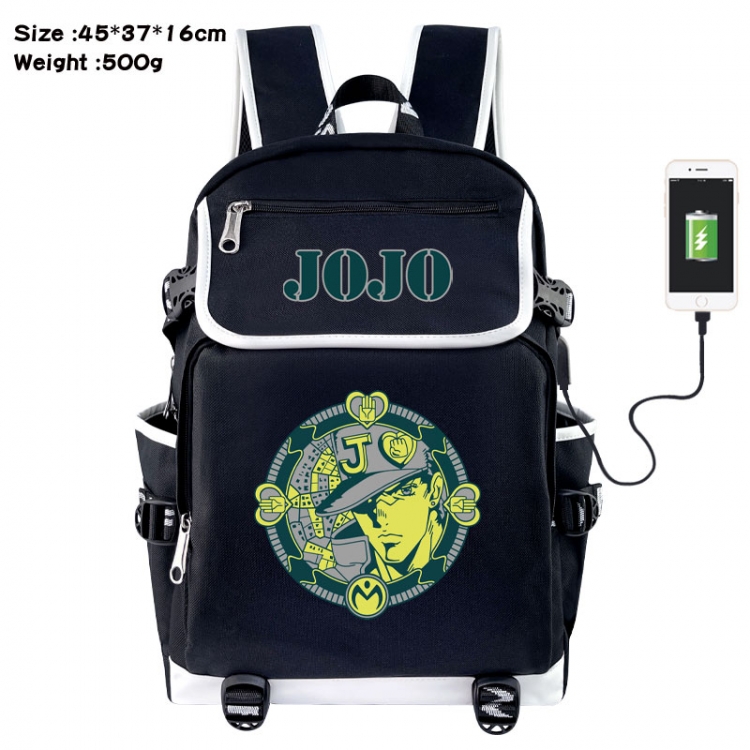 JoJos Bizarre Adventure Anime Flip Data Cable USB Backpack School Bag 45X37X16CM