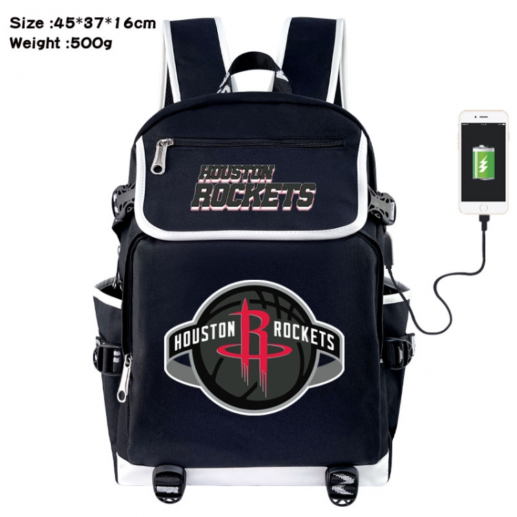 NBA Anime Flip Data Cable USB Backpack School Bag 45X37X16CM