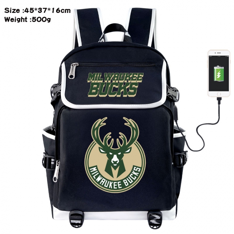 NBA Anime Flip Data Cable USB Backpack School Bag 45X37X16CM