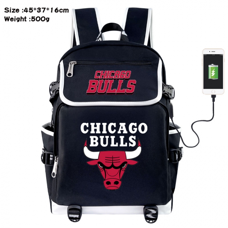 NBA Anime Flip Data Cable USB Backpack School Bag 45X37X16CM