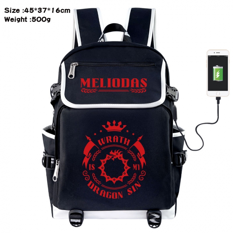 The Seven Deadly Sins Anime Flip Data Cable USB Backpack School Bag 45X37X16CM