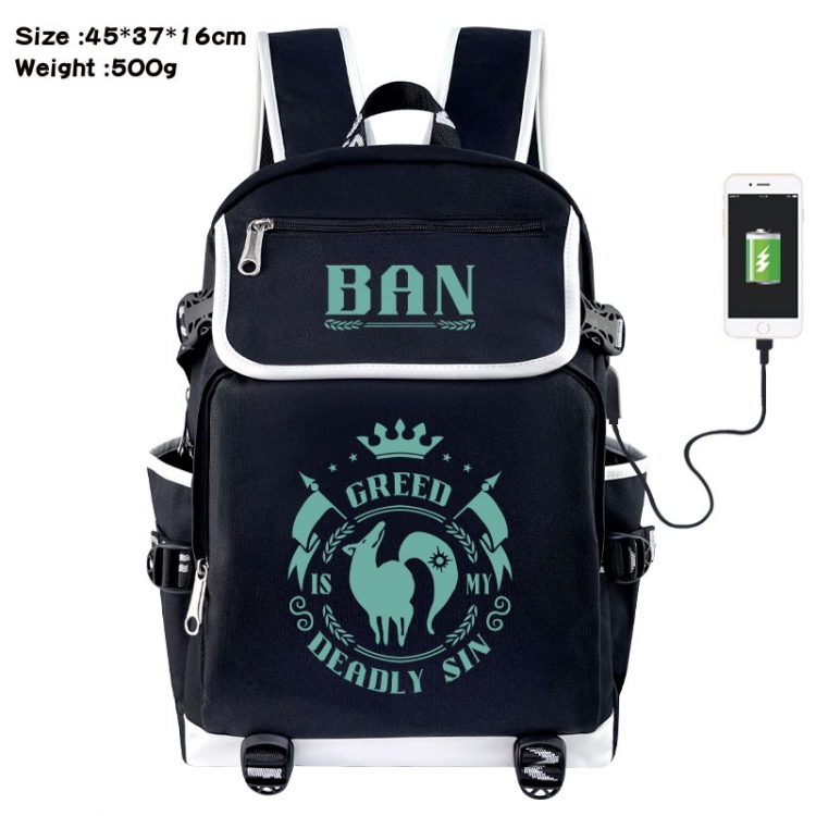 The Seven Deadly Sins Anime Flip Data Cable USB Backpack School Bag 45X37X16CM