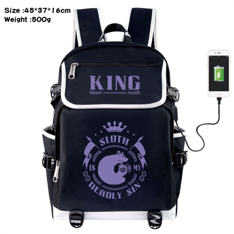 The Seven Deadly Sins Anime Flip Data Cable USB Backpack School Bag 45X37X16CM