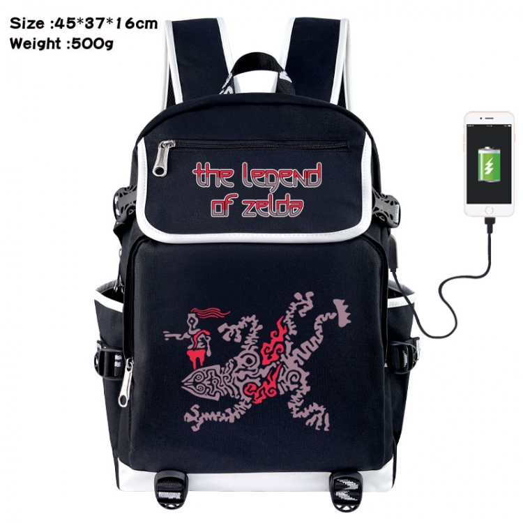 The Legend of Zelda Anime Flip Data Cable USB Backpack School Bag 45X37X16CM