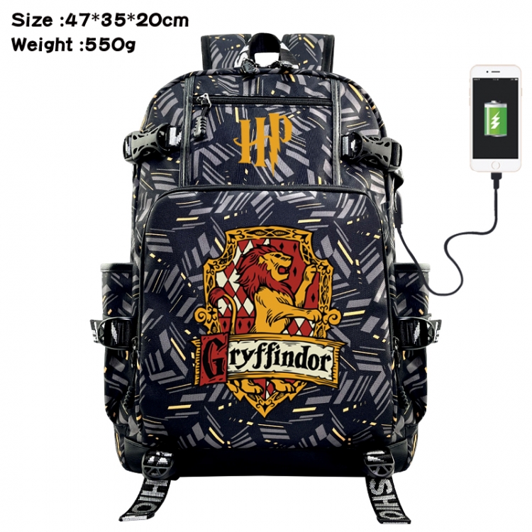 Harry Potter Anime data cable camouflage print USB backpack schoolbag 47x35x20cm