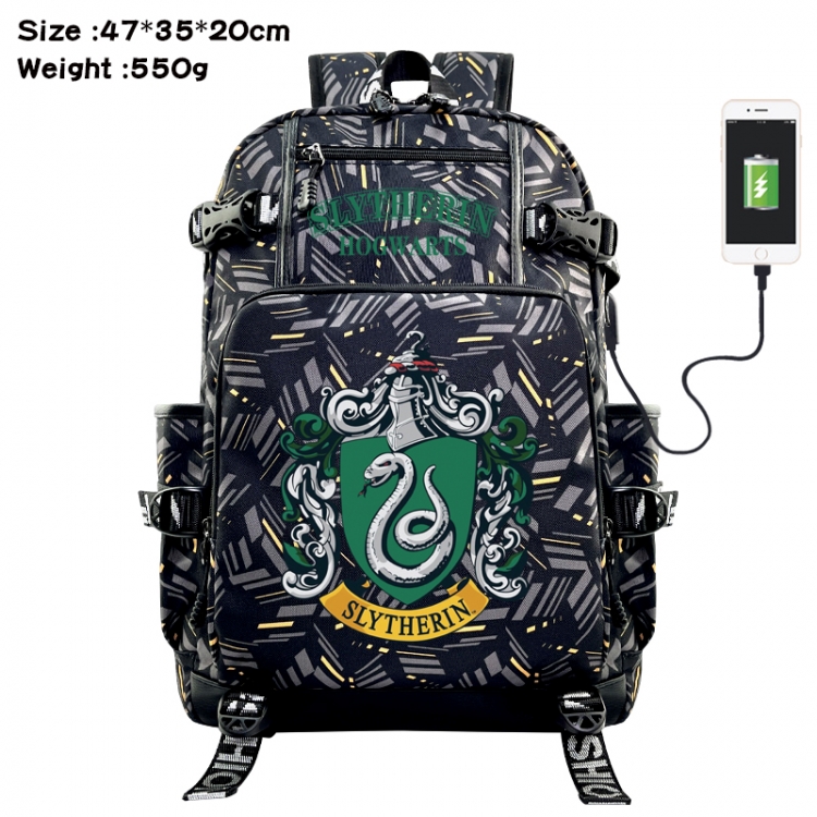 Harry Potter Anime data cable camouflage print USB backpack schoolbag 47x35x20cm