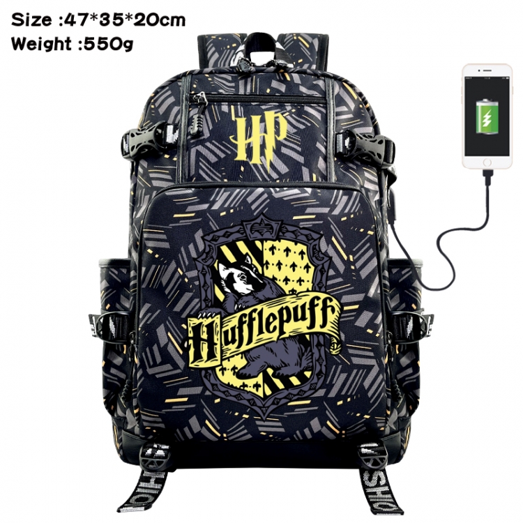 Harry Potter Anime data cable camouflage print USB backpack schoolbag 47x35x20cm