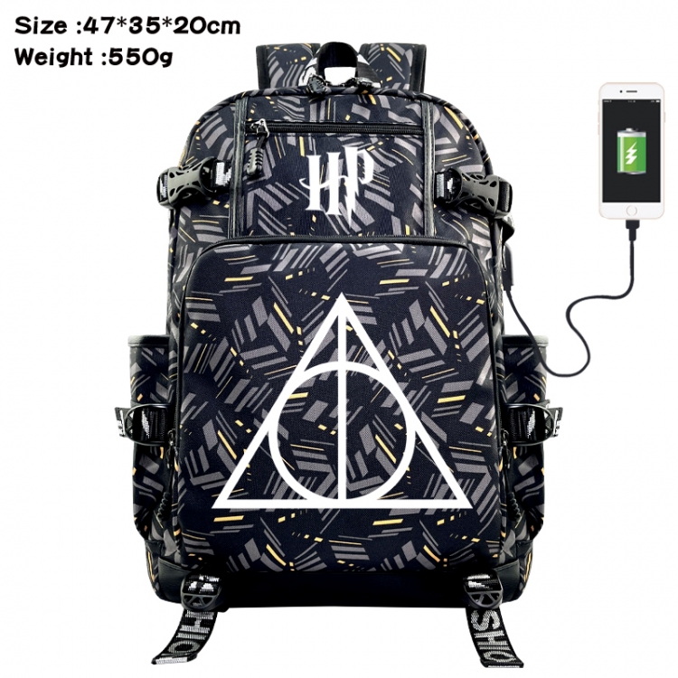 Harry Potter Anime data cable camouflage print USB backpack schoolbag 47x35x20cm