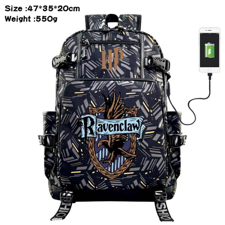 Harry Potter Anime data cable camouflage print USB backpack schoolbag 47x35x20cm