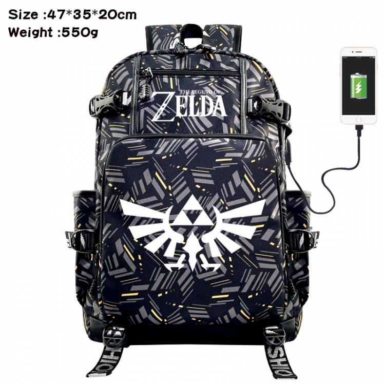 The Legend of Zelda Anime data cable camouflage print USB backpack schoolbag 47x35x20cm