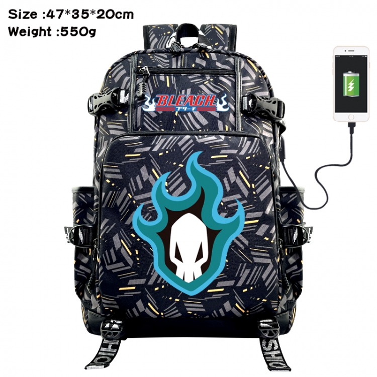 Bleach  Anime data cable camouflage print USB backpack schoolbag 47x35x20cm