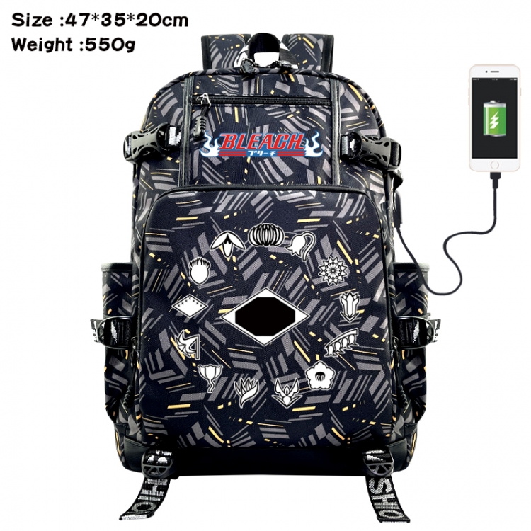 Bleach  Anime data cable camouflage print USB backpack schoolbag 47x35x20cm