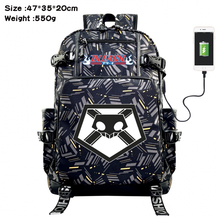 Bleach  Anime data cable camouflage print USB backpack schoolbag 47x35x20cm