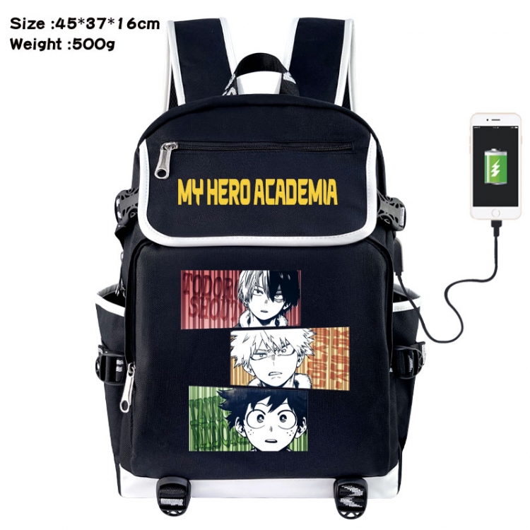 My Hero Academia Anime Flip Data Cable USB Backpack School Bag 45X37X16CM