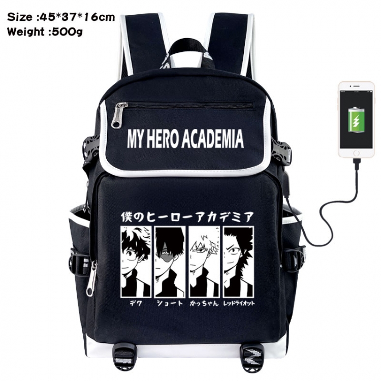 My Hero Academia Anime Flip Data Cable USB Backpack School Bag 45X37X16CM