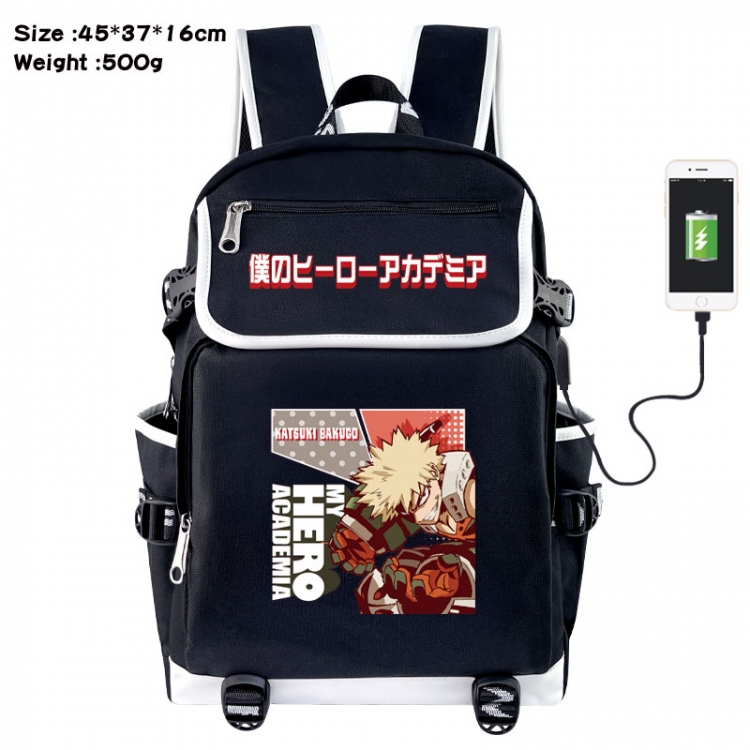 My Hero Academia Anime Flip Data Cable USB Backpack School Bag 45X37X16CM