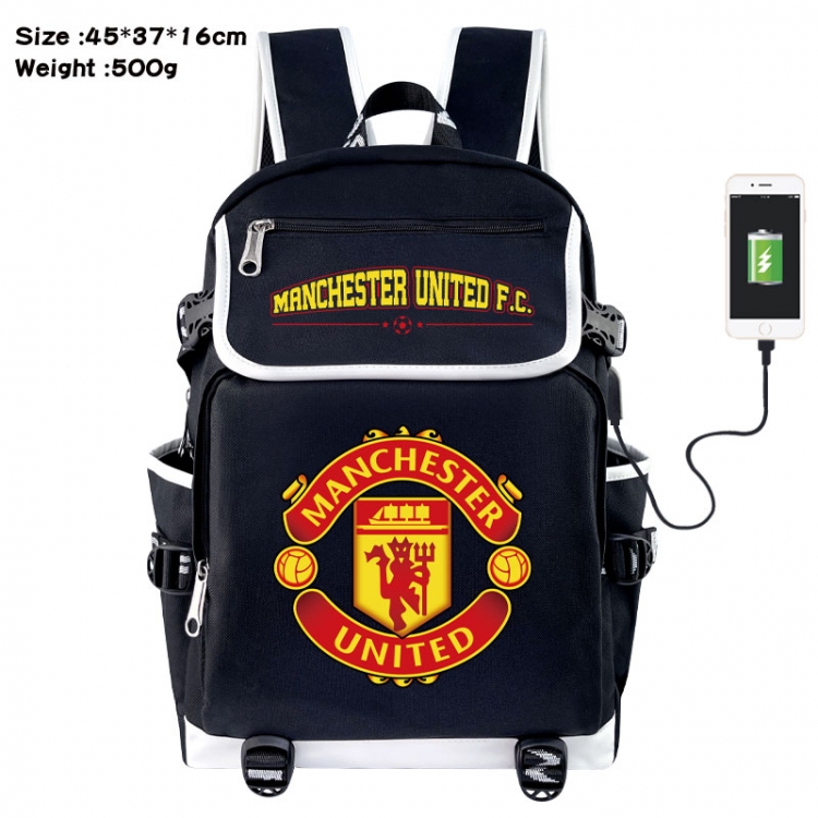 Football Anime Flip Data Cable USB Backpack School Bag 45X37X16CM