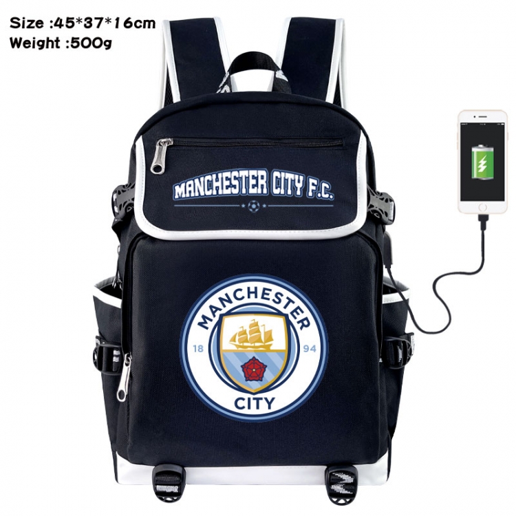 Football Anime Flip Data Cable USB Backpack School Bag 45X37X16CM