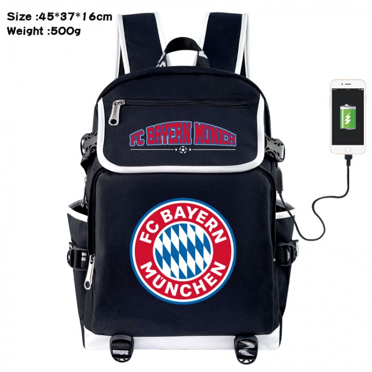 Football Anime Flip Data Cable USB Backpack School Bag 45X37X16CM