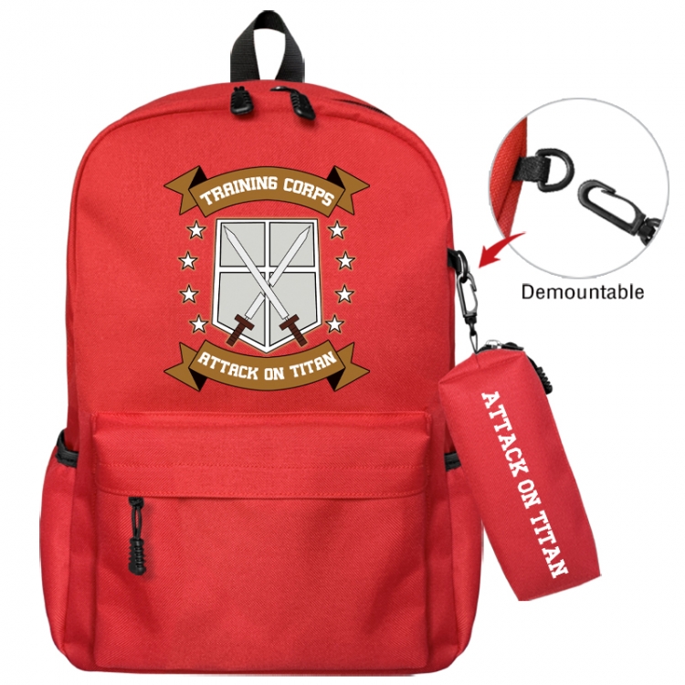 Shingeki no Kyojin Animation backpack schoolbag+small pen bag school bag 43X35X12CM