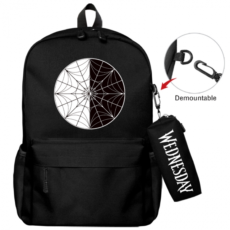 Wednesday Animation backpack schoolbag+small pen bag school bag 43X35X12CM