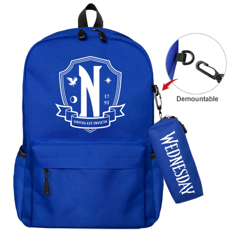 Wednesday Animation backpack schoolbag+small pen bag school bag 43X35X12CM
