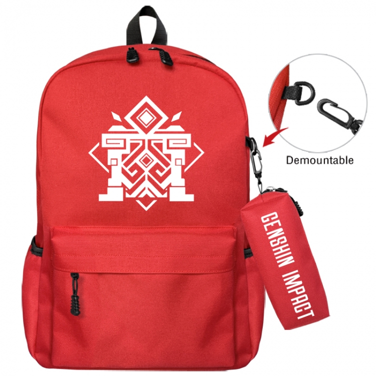 Genshin Impact Animation backpack schoolbag+small pen bag school bag 43X35X12CM