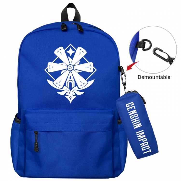 Genshin Impact Animation backpack schoolbag+small pen bag school bag 43X35X12CM