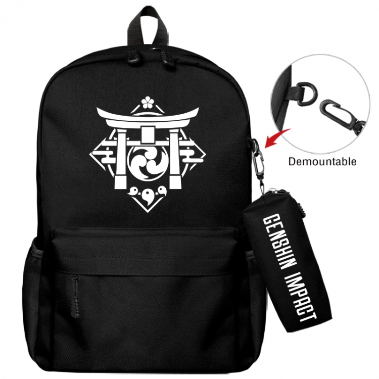 Genshin Impact Animation backpack schoolbag+small pen bag school bag 43X35X12CM