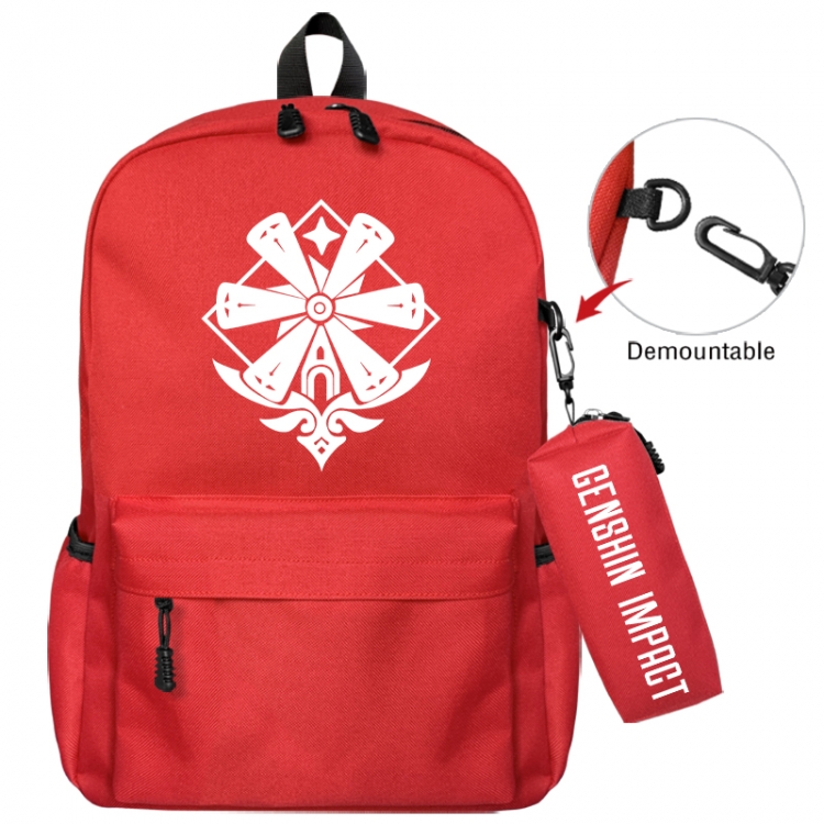 Genshin Impact Animation backpack schoolbag+small pen bag school bag 43X35X12CM