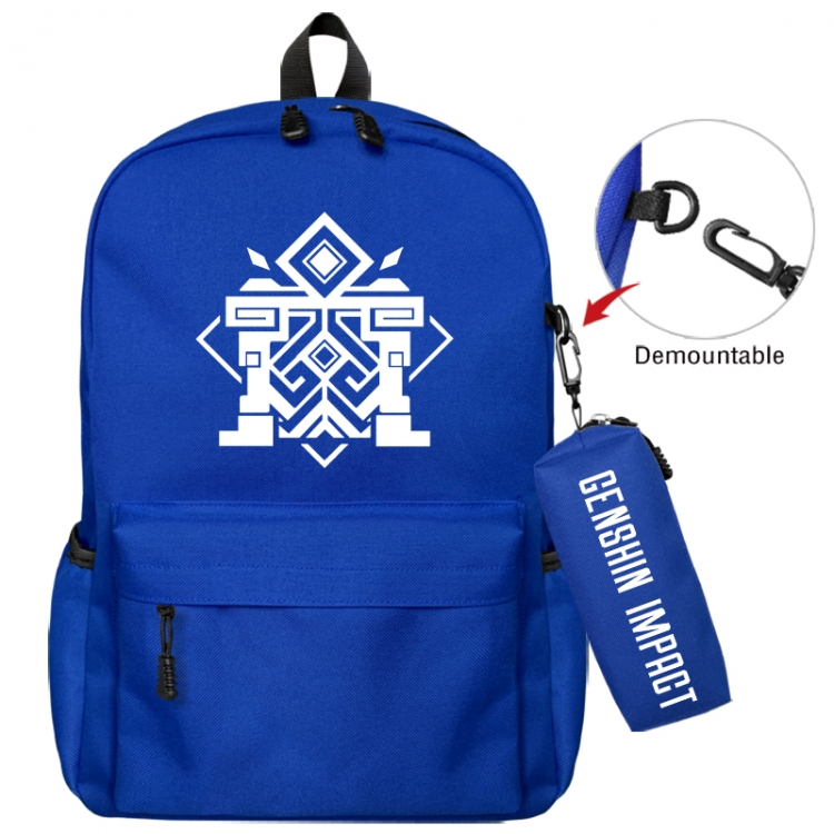 Genshin Impact Animation backpack schoolbag+small pen bag school bag 43X35X12CM