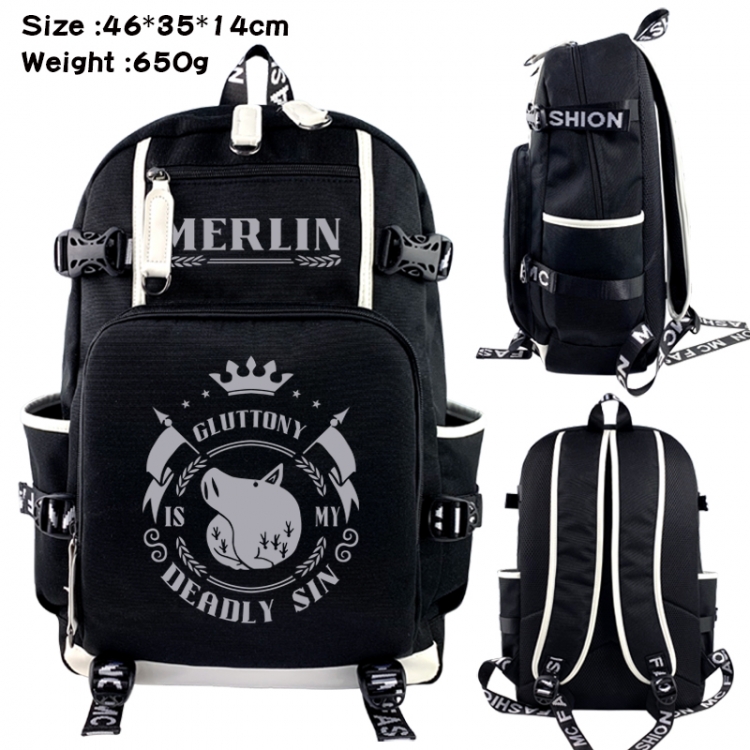 The Seven Deadly Sins Data USB backpack Cartoon printed student backpack 46X35X14CM 650G