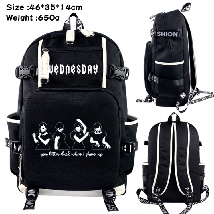 Wednesday Data USB backpack Cartoon printed student backpack 46X35X14CM 650G