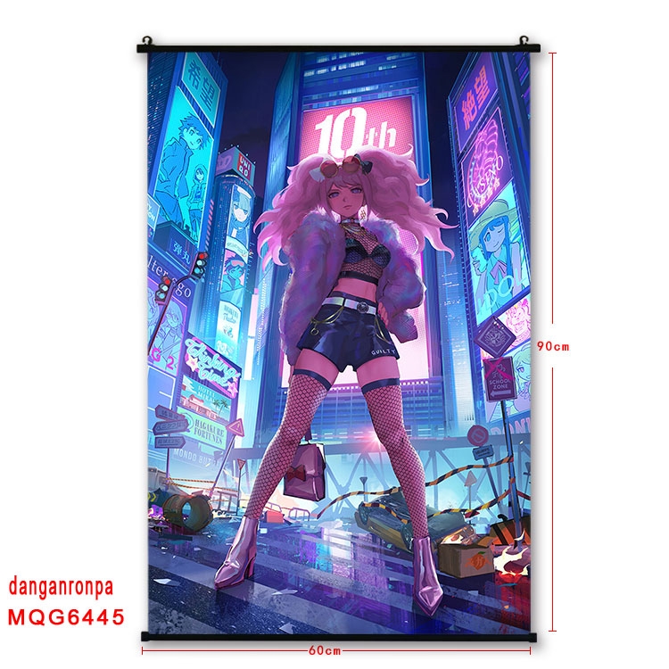 Dangan-Ronpa Anime black Plastic rod Cloth painting Wall Scroll 60X90CM MQG-6445