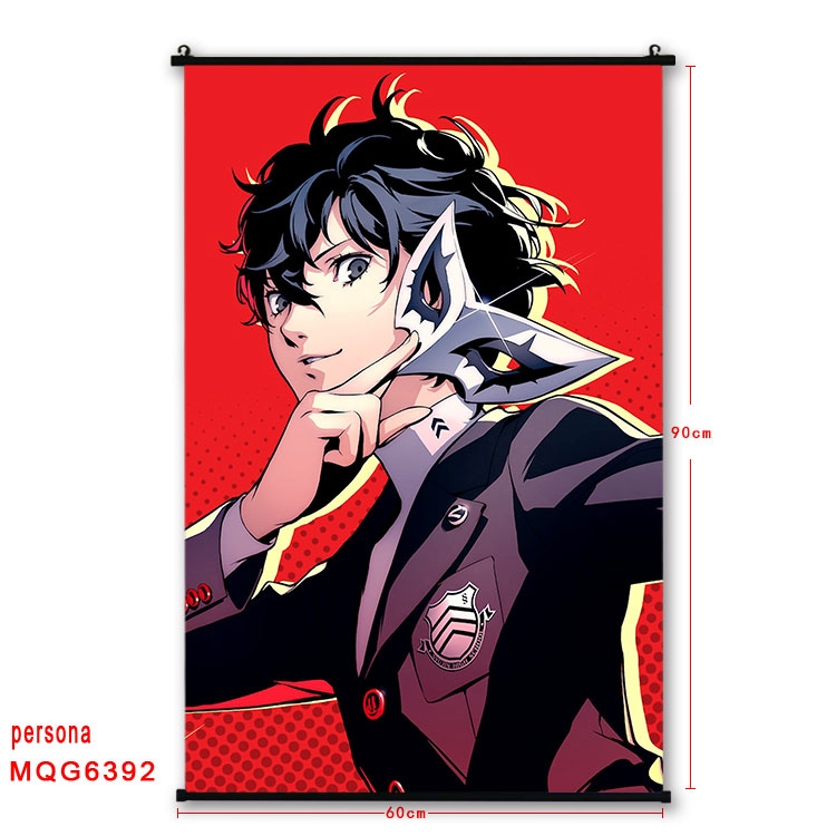 Megami Ibunroku Persona Anime black Plastic rod Cloth painting Wall Scroll 60X90CM MQG-6392