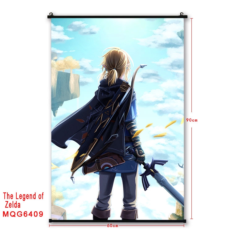 The Legend of Zelda Anime black Plastic rod Cloth painting Wall Scroll 60X90CM MQG-6409