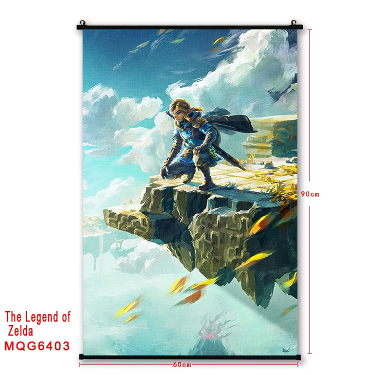 The Legend of Zelda Anime black Plastic rod Cloth painting Wall Scroll 60X90CM  MQG-6403