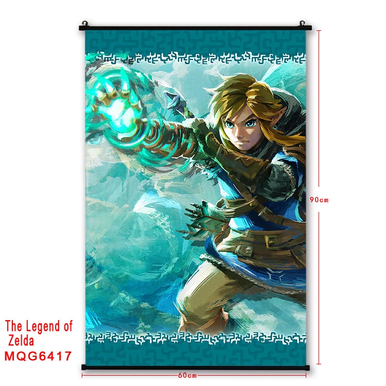 The Legend of Zelda Anime black Plastic rod Cloth painting Wall Scroll 60X90CM  MQG-6417