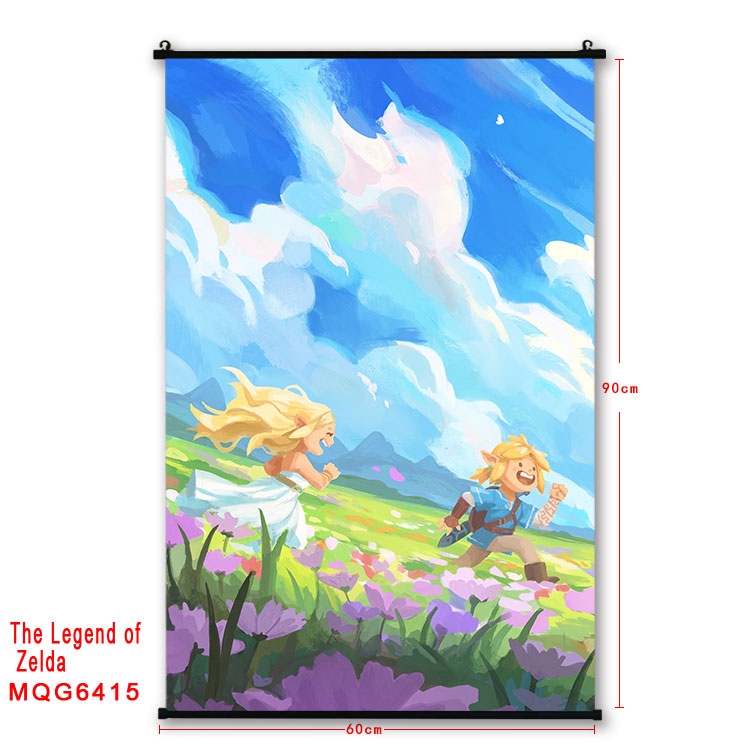 The Legend of Zelda Anime black Plastic rod Cloth painting Wall Scroll 60X90CM MQG-6415