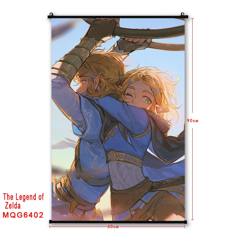 The Legend of Zelda Anime black Plastic rod Cloth painting Wall Scroll 60X90CM  MQG-6402