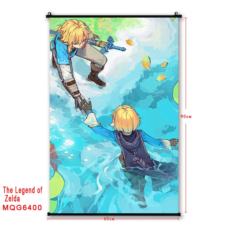 The Legend of Zelda Anime black Plastic rod Cloth painting Wall Scroll 60X90CM MQG-6400
