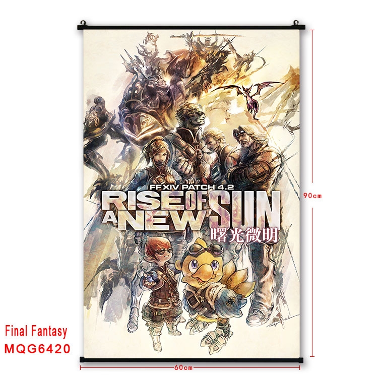 Final Fantasy Anime black Plastic rod Cloth painting Wall Scroll 60X90CM  MQG-6420