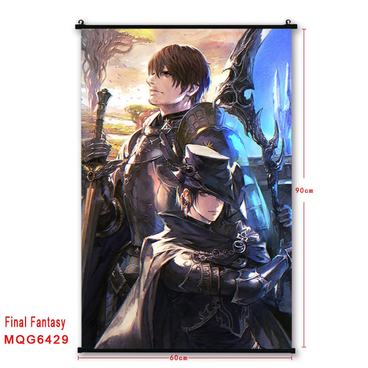 Final Fantasy Anime black Plastic rod Cloth painting Wall Scroll 60X90CM MQG-6429