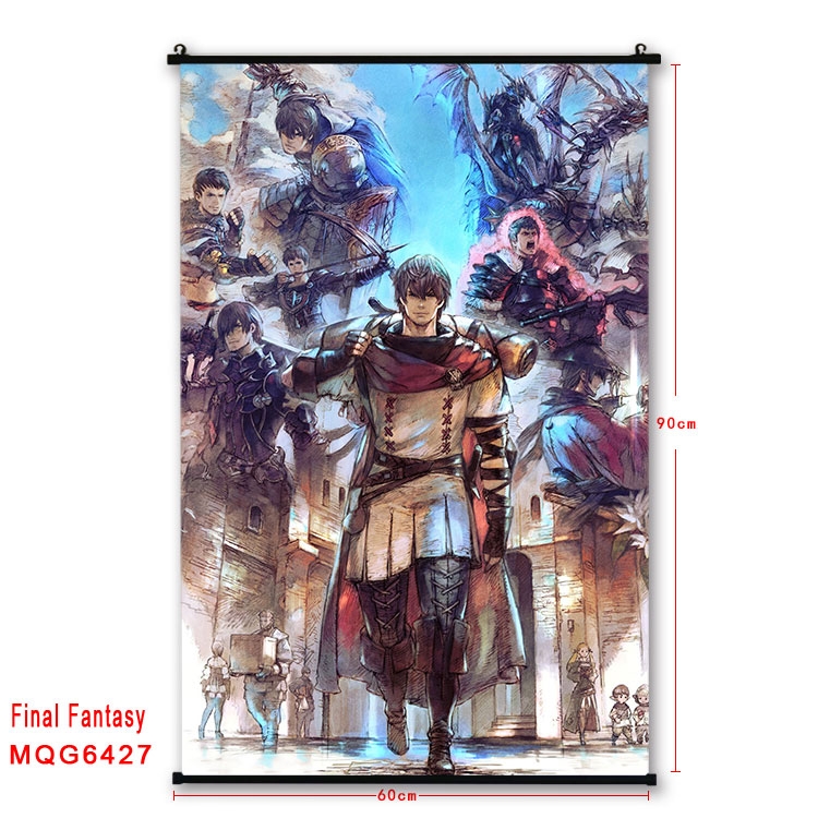 Final Fantasy Anime black Plastic rod Cloth painting Wall Scroll 60X90CM  MQG-6427