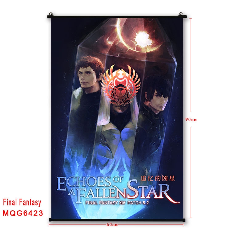 Final Fantasy Anime black Plastic rod Cloth painting Wall Scroll 60X90CM MQG-6423