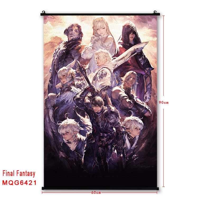 Final Fantasy Anime black Plastic rod Cloth painting Wall Scroll 60X90CM  MQG-6421