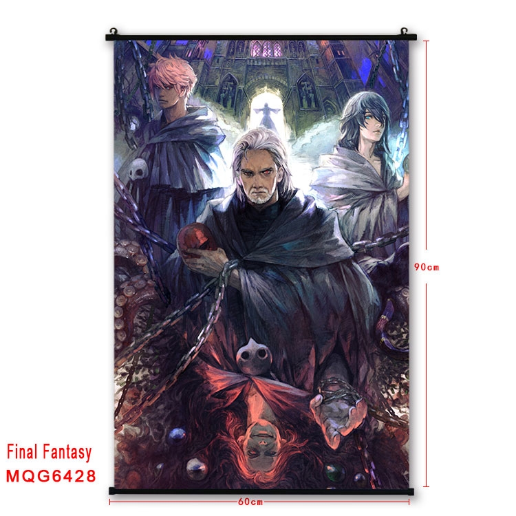 Final Fantasy Anime black Plastic rod Cloth painting Wall Scroll 60X90CM MQG-6428