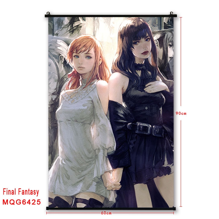 Final Fantasy Anime black Plastic rod Cloth painting Wall Scroll 60X90CM MQG-6425