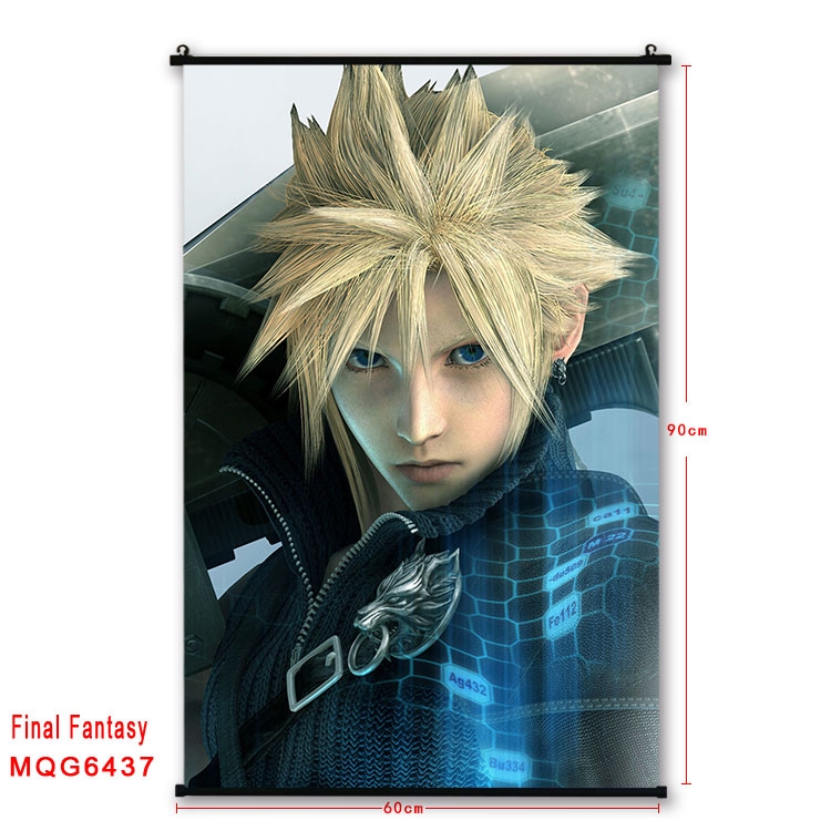 Final Fantasy Anime black Plastic rod Cloth painting Wall Scroll 60X90CM  MQG-6437