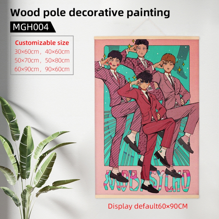 Mob Psycho 100 Anime wooden pole decorative painting 40X60cm MGH004